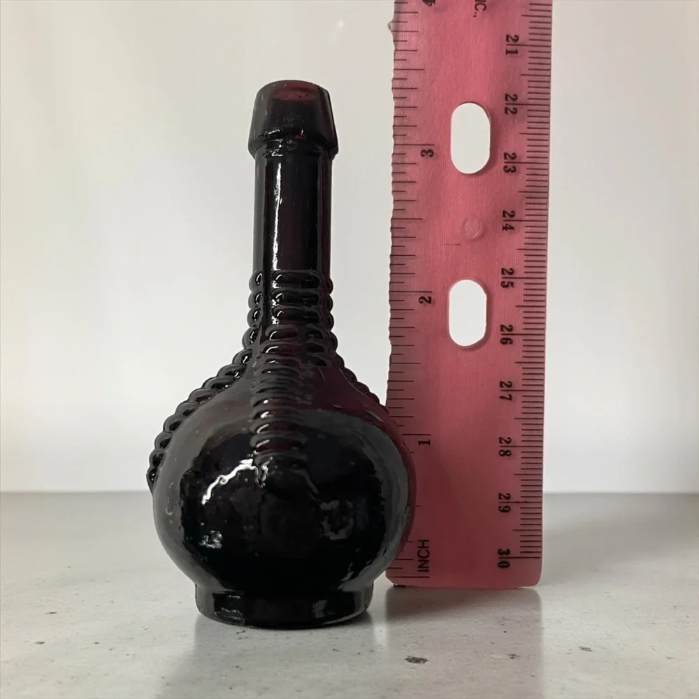 Vintage Purple Miniature Glass Bottle Ball & Claw Bitters 3.25